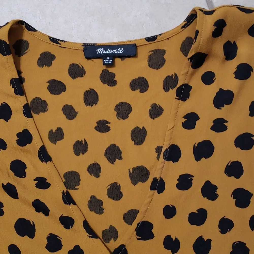 Madewell Sash Tie Cheetah Top- S - Picture 2 of 5
